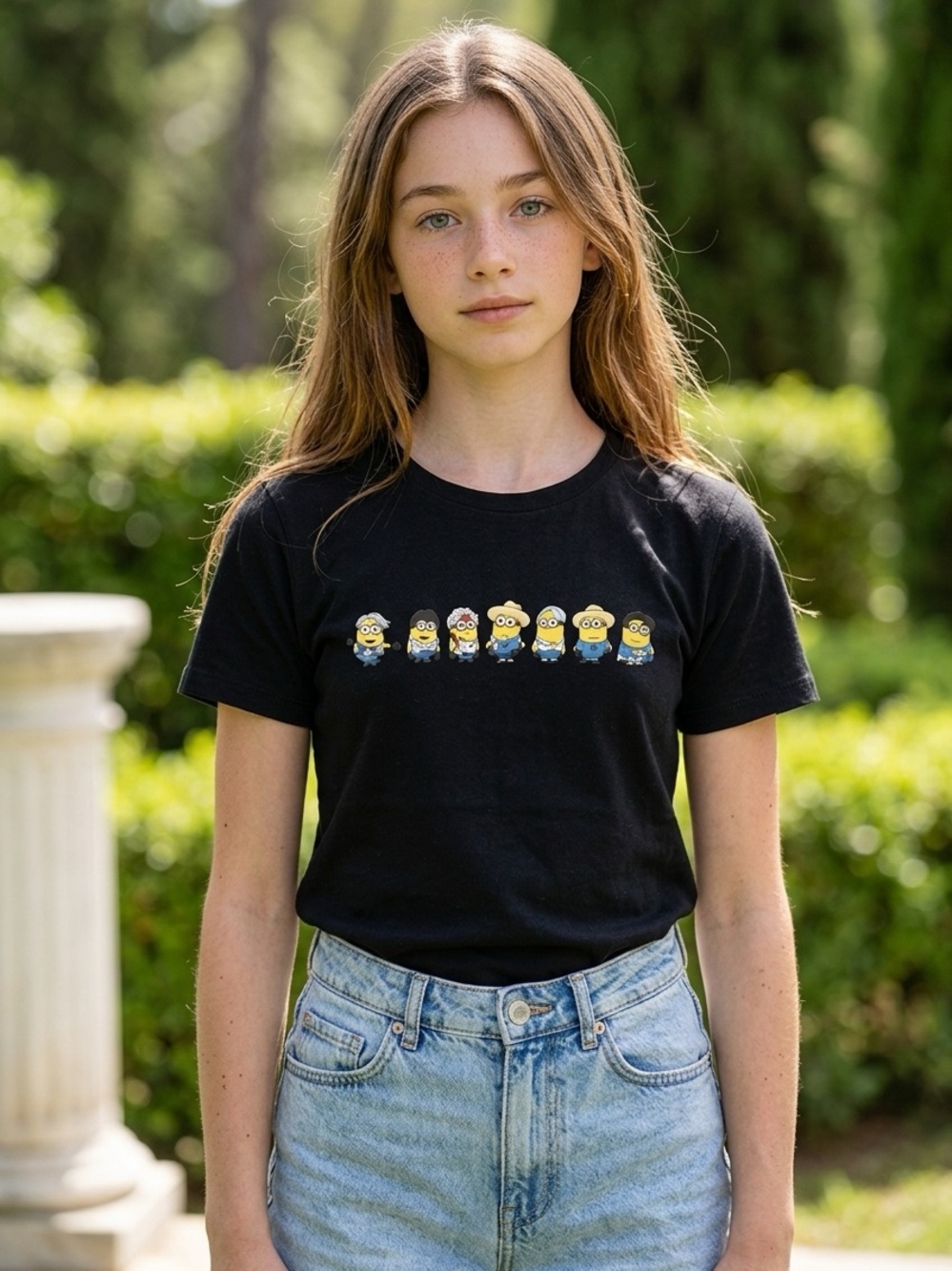 NWT BTS x Despicable Me Black Short Sleeve Graphic Minions Tee Shirt - Size L